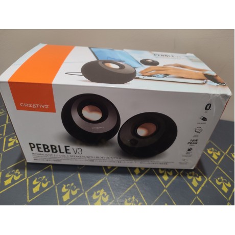 Creative Pebble V3 Bluetooth 2.0 USB-C колони за компютър, Черен / Бял – Разопакован