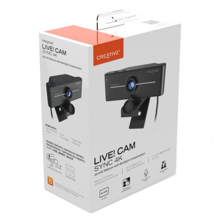 Creative Live! Cam Sync 4K Webcam – 4K Ultra HD, Dual Microphones / Разопакован
