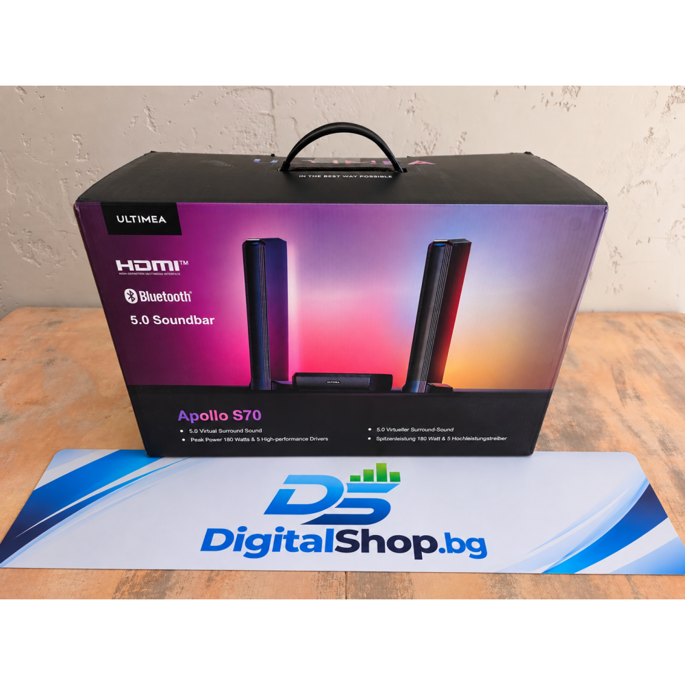 ULTIMEA Apollo S70 Lighting – 5.0 Soundbar с RGB осветление, Bluetooth 5.3 и App Control | Разопакован Клас А