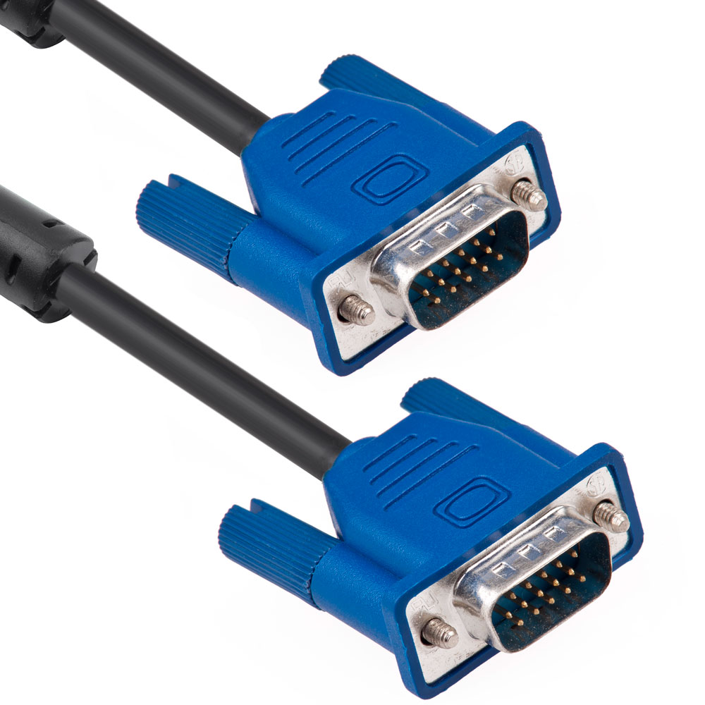 Кабел DeTech VGA - VGA, 1.8m, Ферит, Черен - 18035