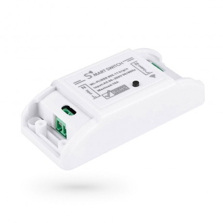 Смарт превключвател No brand PST-WF-S1, 1 канал, 220V, 10A, Wi-Fi, Tuya Smart, Бял - 91019