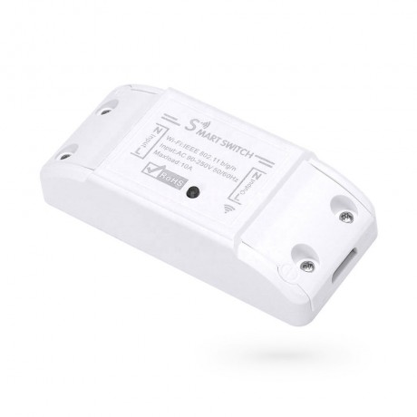 Смарт превключвател No brand PST-WF-S1, 1 канал, 220V, 10A, Wi-Fi, Tuya Smart, Бял - 91019
