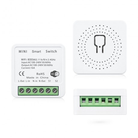 Смарт превключвател No brand PST-AP-SMT, 1 канал, 220V, 16A, Wi-Fi, Tuya Smart, Бял - 91021