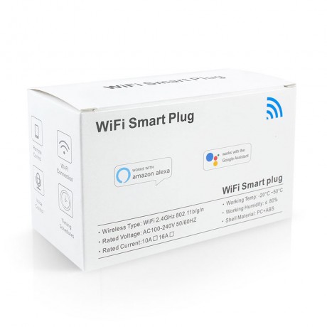 Смарт контакт No brand PST-LSPA2, 2xUSB F, 220V, 10A, Wi-Fi, Tuya Smart, Бял - 91018