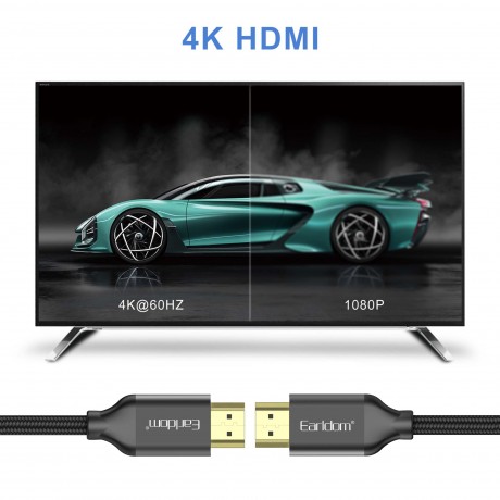 Кабел Earldom ET-W26 HDMI - HDMI, 2м., 4К, С оплетка, Черен - 18384