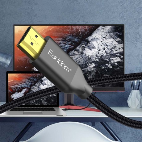 Кабел Earldom ET-W26 HDMI - HDMI, 2м., 4К, С оплетка, Черен - 18384
